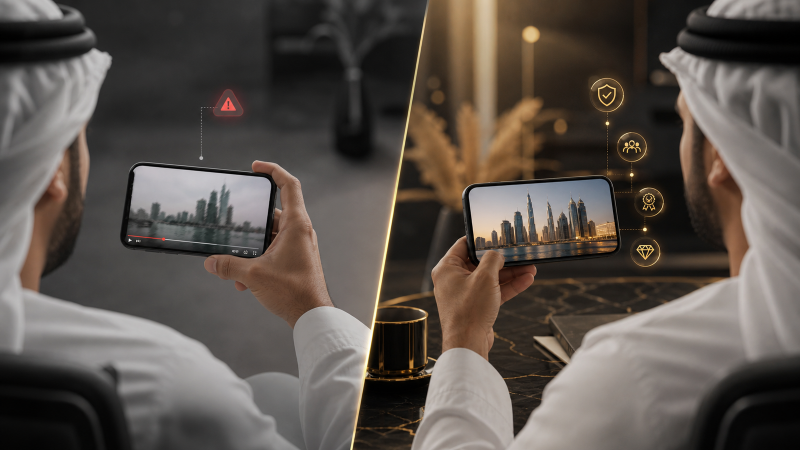 Poor video quality compared with polished brand video presentation